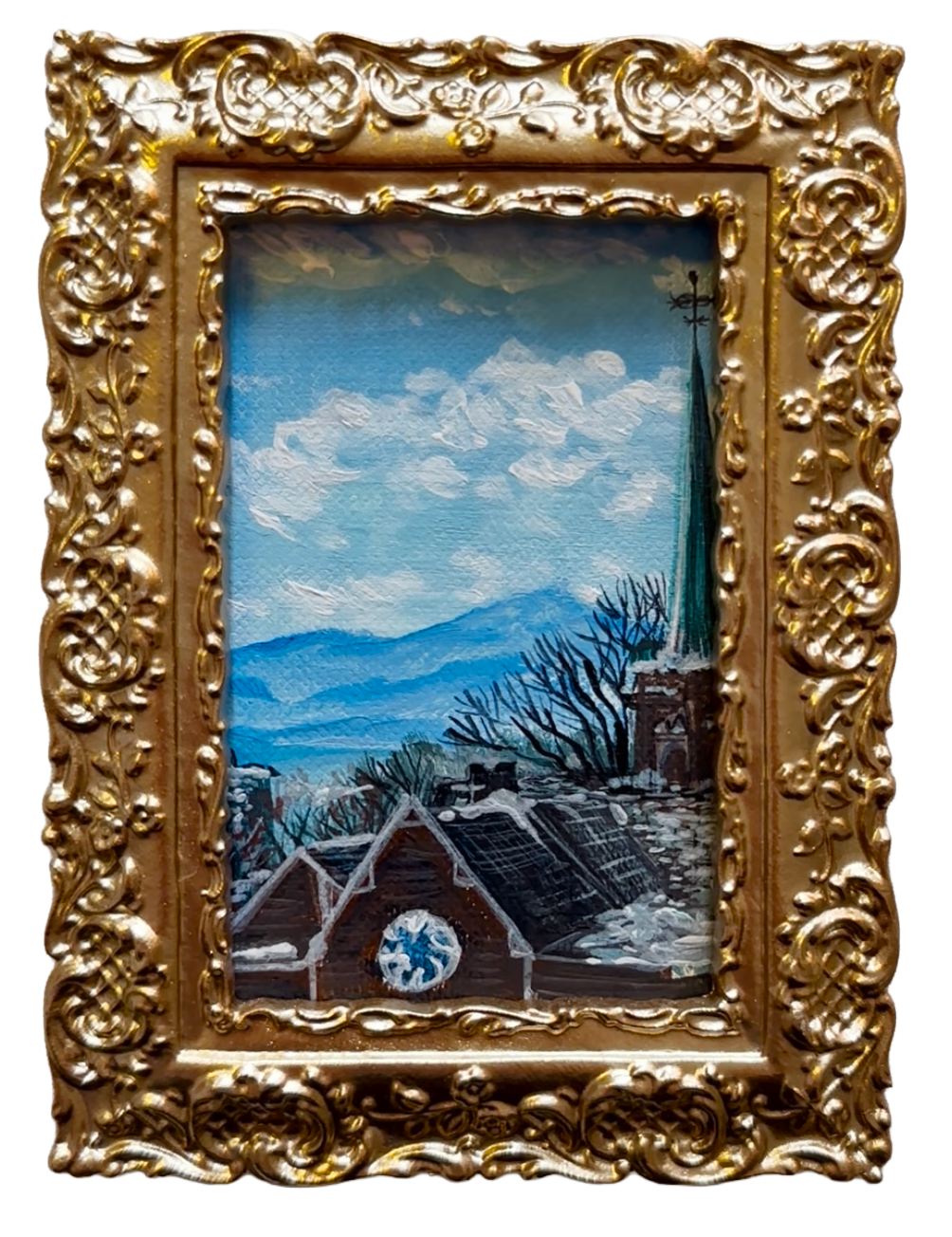 Magnetic Mini Framed Original Painting | Blue Ridge Mountains